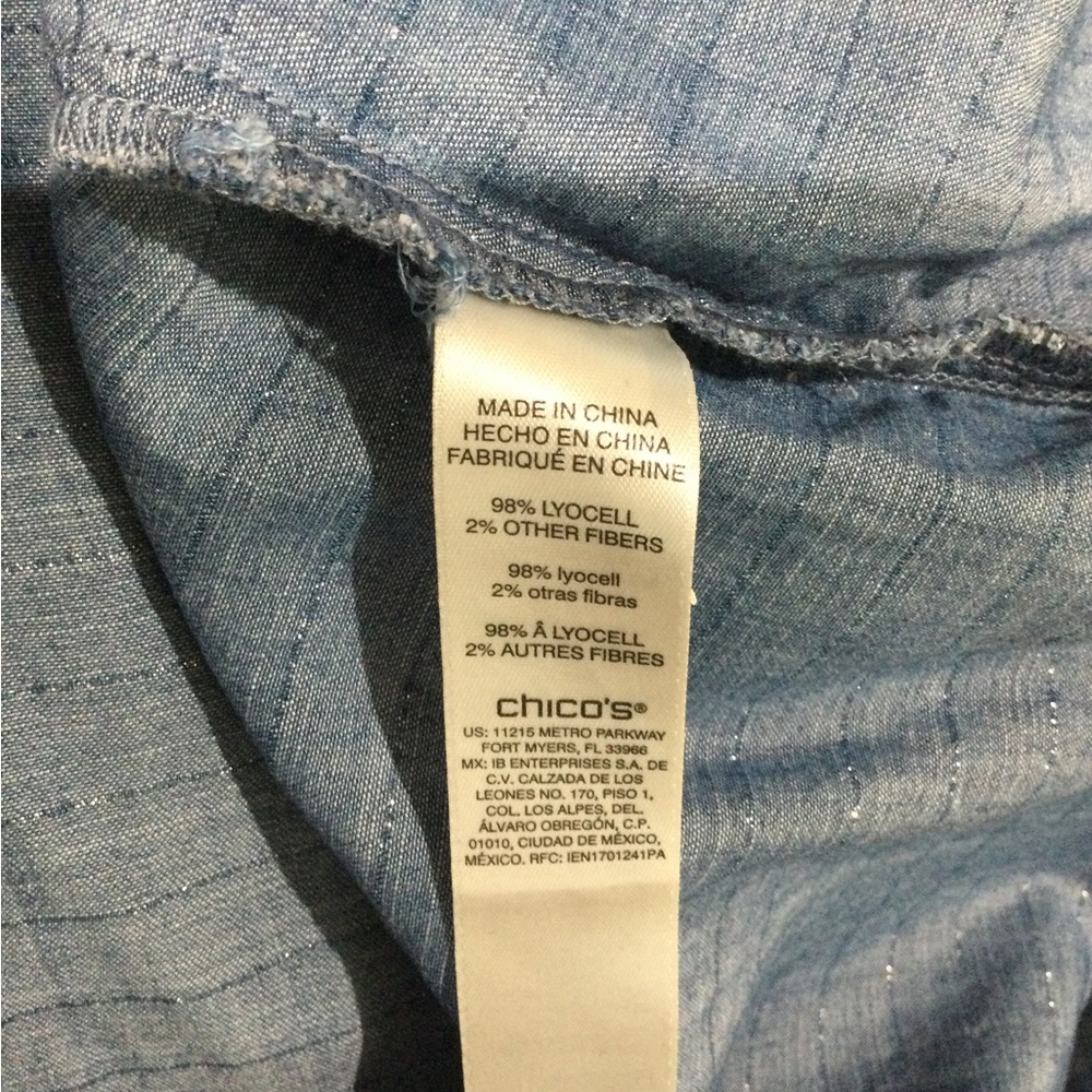 Chambray Button Henley Shirt - Light Blue - Picture 5 of 5